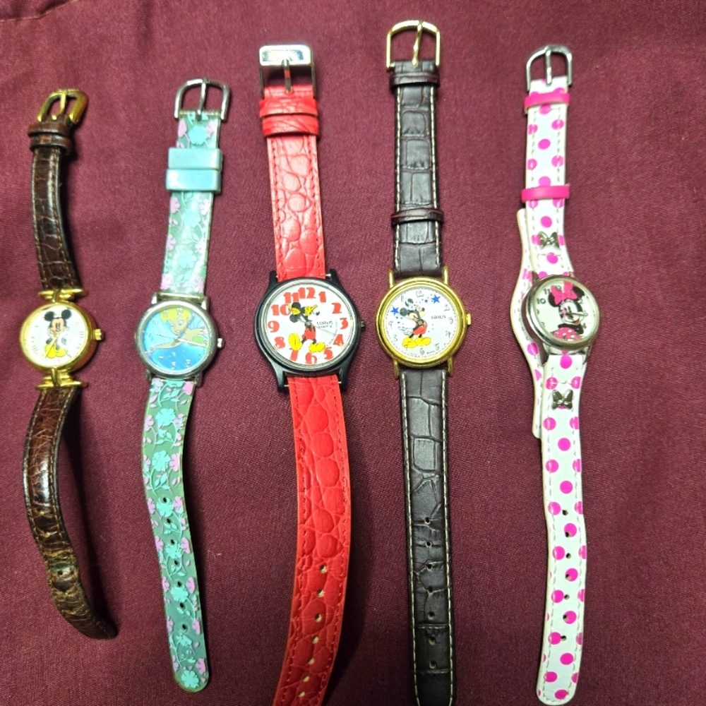 Disney Character Watches - Red, Blue, Brown, Black, Pink